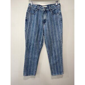PacSun Women's Striped Mom Jeans Size 28, Blue &‎ White Denim